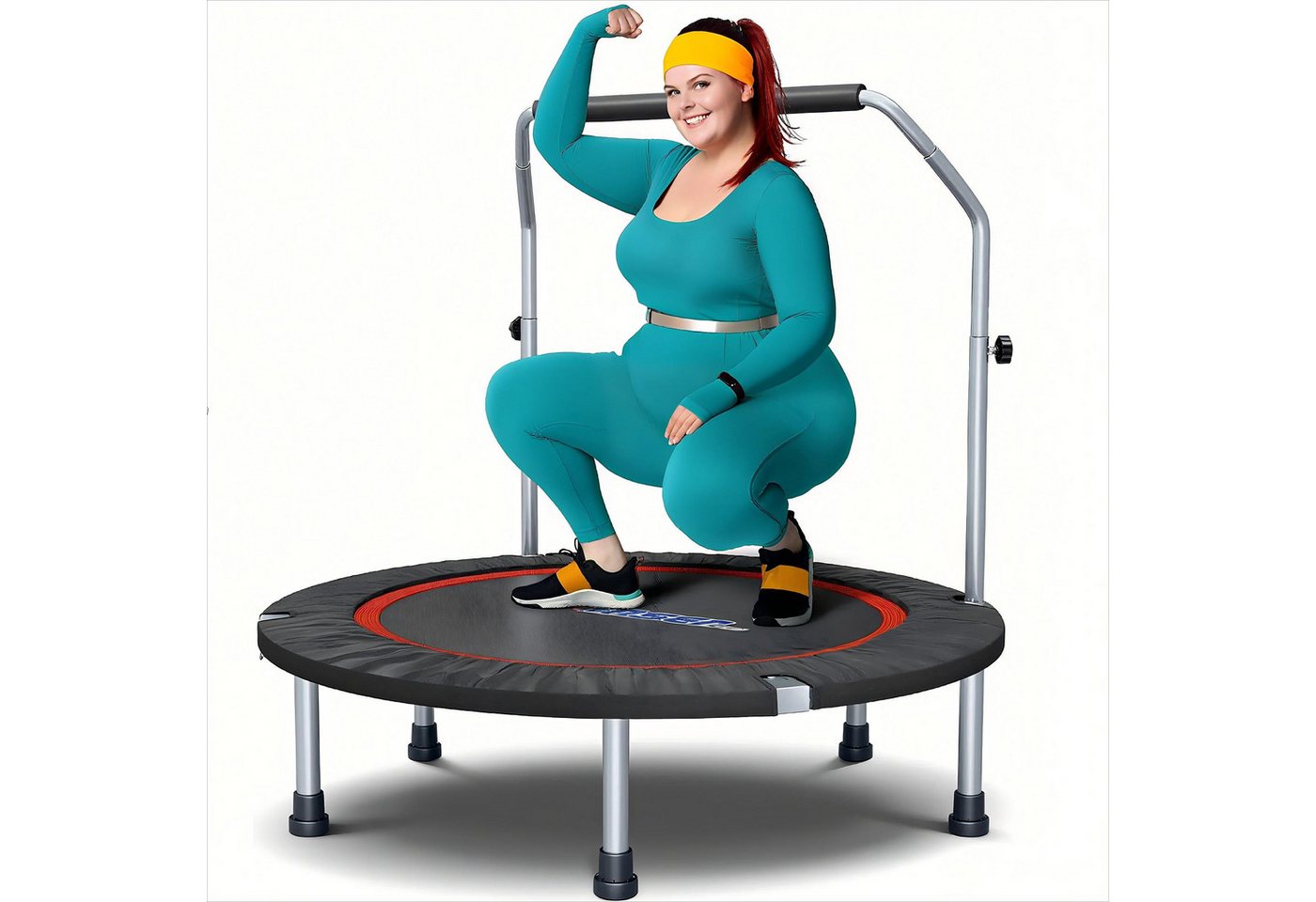 POPOLIC Fitnesstrampolin 121cm Stummes faltbares Trampolin,Übungs Fitness Trampolin, (1 tlg., für Kinder Erwachsene Innen-/Garten -Training Maxe Ladung 400 lbs), Fitness -Rebounder Trampolin Bonus Tragbeutel Mini Trampolin Bild 2