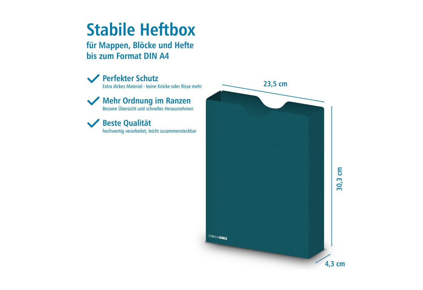 itenga Organisationsmappe itenga Heftbox DIN A4 Hochformat aus PP Kunststoff PETROL