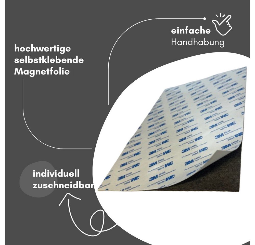 MaajeeKuto Magnet Magnetfolie 0,9 mm DIN A5 mit 3M Selbstklebung stark Ferrit Magnet (1-St)