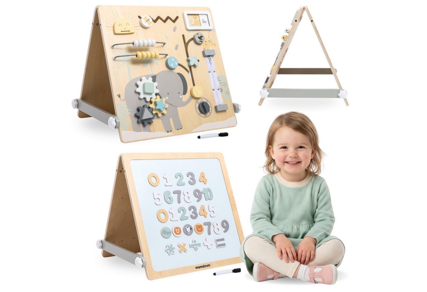 Mamabrum Kinderstaffelei Mamabrum Lernboard 2in1 Magnettafel Busy Board Holz Kinder Bild 2