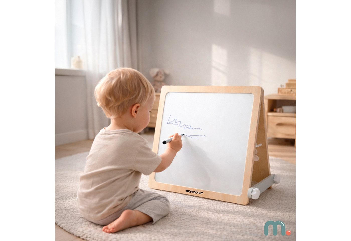 Mamabrum Kinderstaffelei Mamabrum Lernboard 2in1 Magnettafel Busy Board Holz Kinder Bild 4