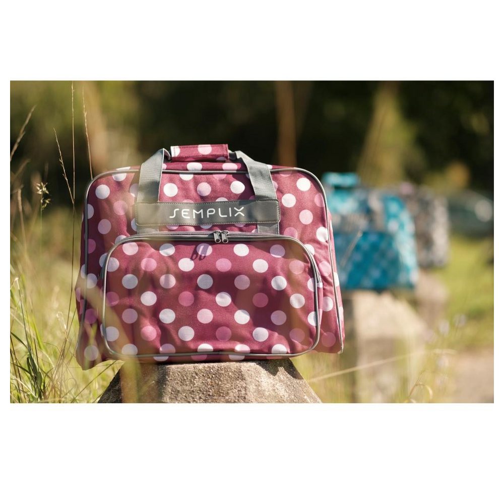 Semplix Nähmaschinentasche - Aufbewahrungstasche mit Reißverschluss Polka Dots Design