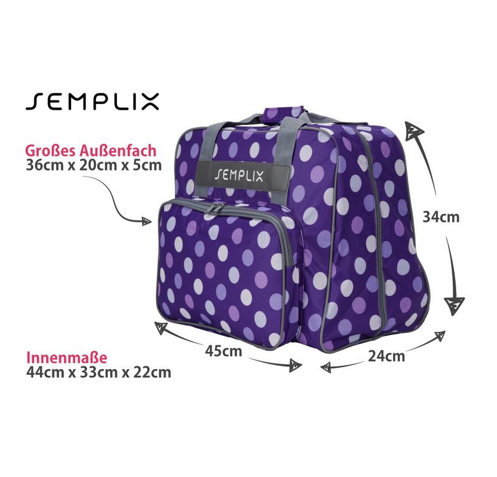 Semplix Nähmaschinentasche - Aufbewahrungstasche mit Reißverschluss Polka Dots Design Bild 2