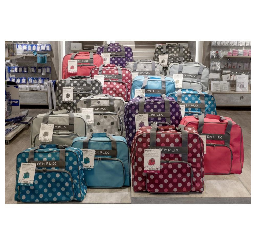 Semplix Nähmaschinentasche - Aufbewahrungstasche mit Reißverschluss Polka Dots Design Bild 4