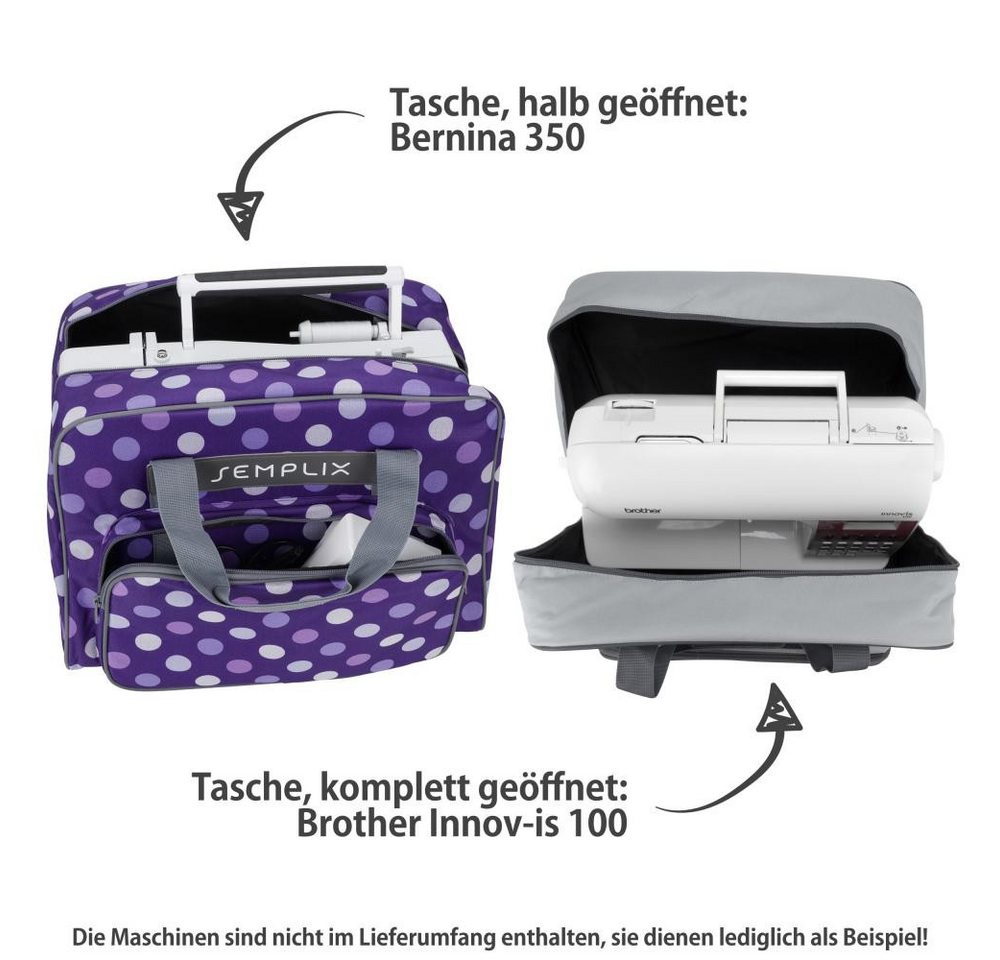 Semplix Nähmaschinentasche - Aufbewahrungstasche mit Reißverschluss Polka Dots Design Bild 5