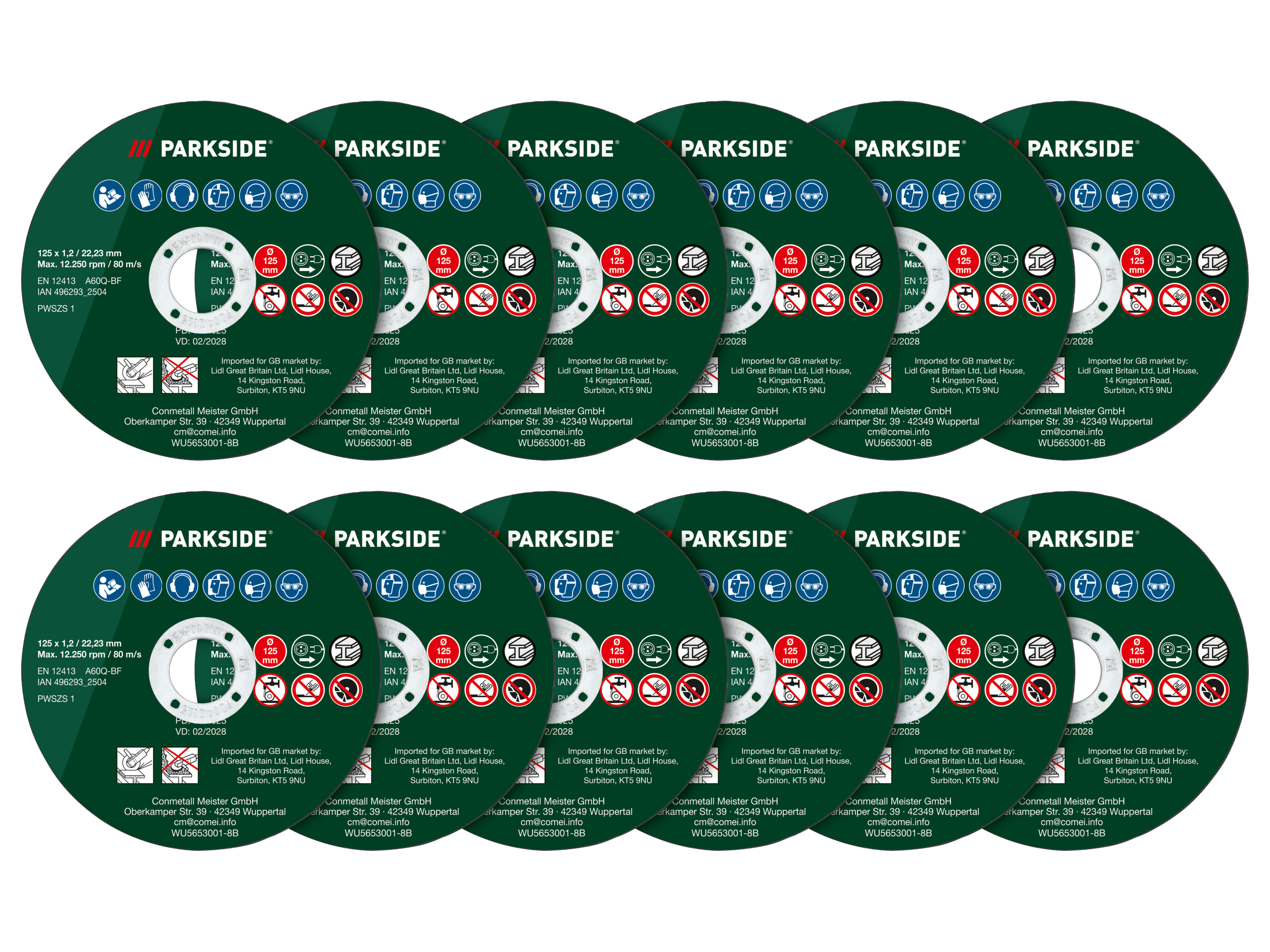 PARKSIDE® Winkelschleiferzubehör 125 mm Trennen (Trennscheiben Set 12tlg.)