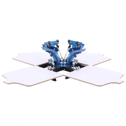 VEVOR Siebdruckmaschine 4-Farben 4-Stationen-Siebdruckpresse 540x450 mm, 360° Drehbar Präzise Positionierung Pulverbeschichteter Kohlenstoffstahl für T-Shirt-DIY, Heim- & Gewerbekunden
