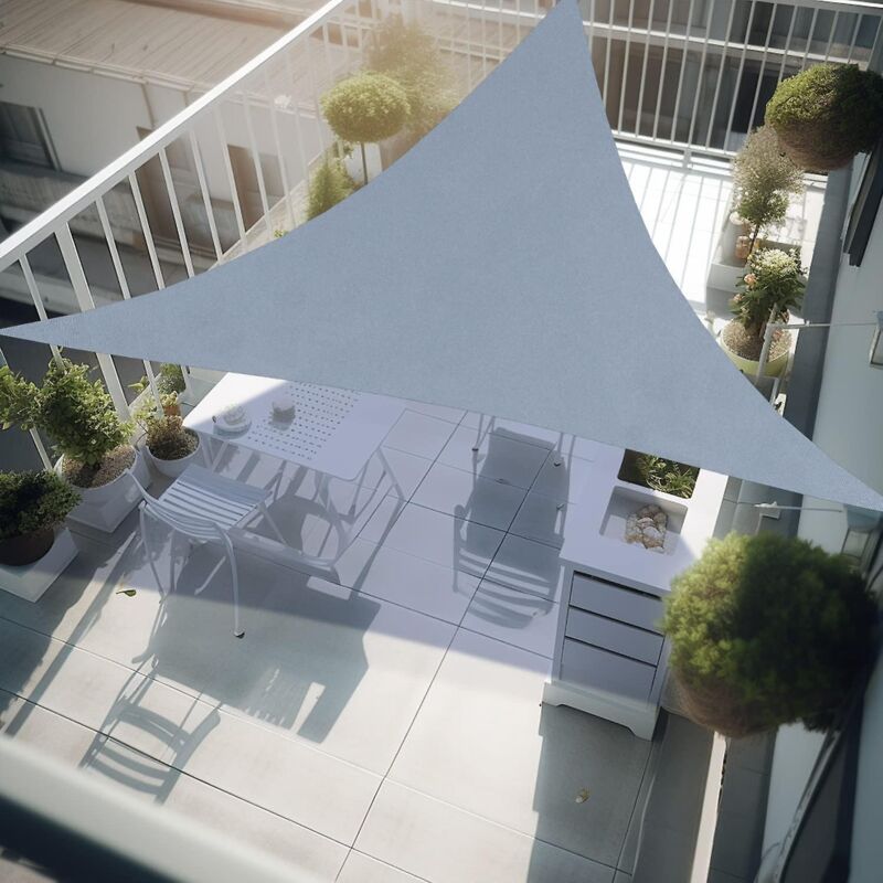 (grau Mit Seil) Dreieckiges Sonnensegel 3x3x3 M, Wasserdicht, Reißfest, Sonnensegel Für Terrasse Und Balkon