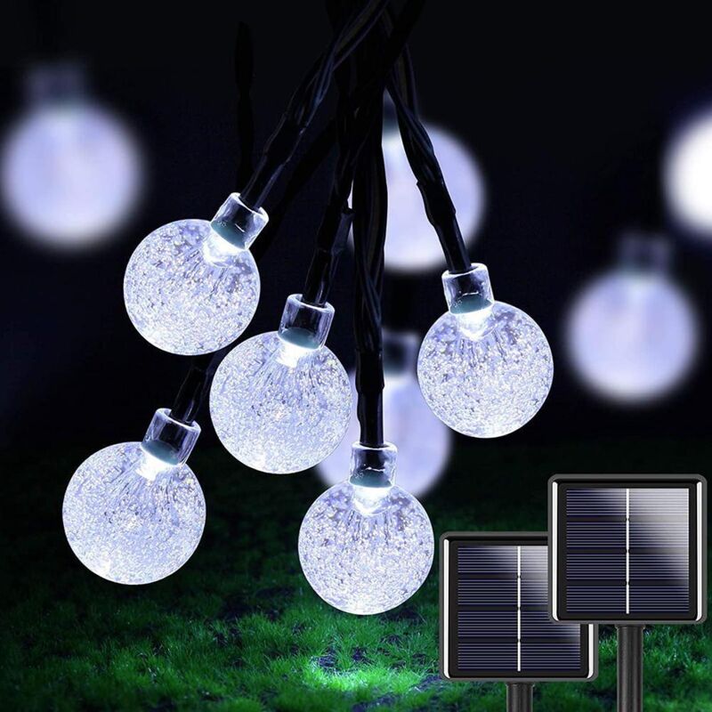 Stück 50 Led 32 Fuß Lange Solar-kristallkugel-lichterkette Für Den Außenbereich, Wasserdicht Mit 8 Beleuchtungsmodi Für Garten Und Hof