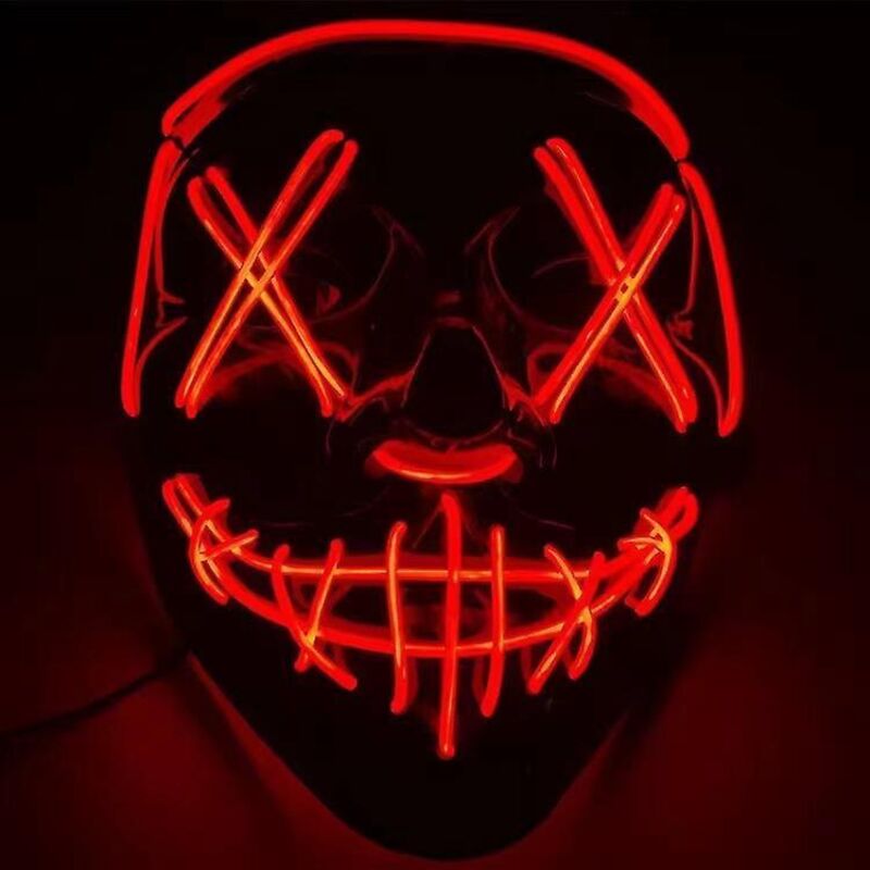 Rote Led-halloweenmaske, Gruselige Led-gesichtsmaske, Leuchtende „the Purge“-maske Mit Verschiedenen Beleuchtungsmodi, Led-halloweenmaske Für Karneval, Die