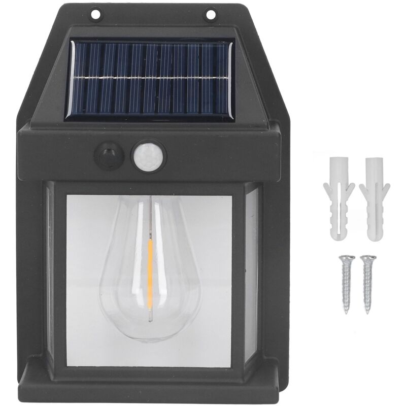 Solar-wandleuchte Für Den Außenbereich Mit Bewegungsmelder, Ip65 Wasserdicht, Schwarze Led-beleuchtung Für Den Garten