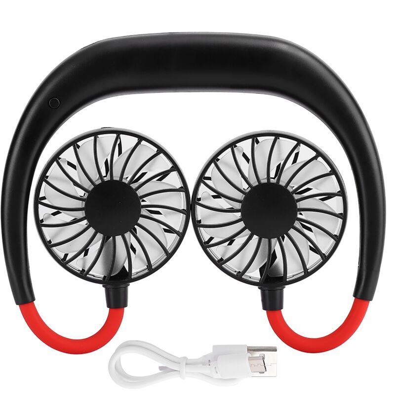 Mini-nackenventilator, Tragbar, Usb-aufladbar, 3 Geschwindigkeitsstufen, Zum Umhängen (schwarz/rot)