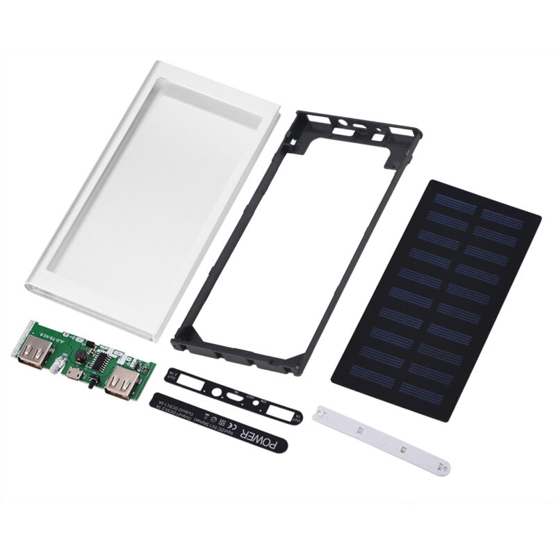 10000mah Solar-powerbank Mit Dualem Usb-schnellladeanschluss – Diy-bausatz Mit Silbernem Metallgehäuse