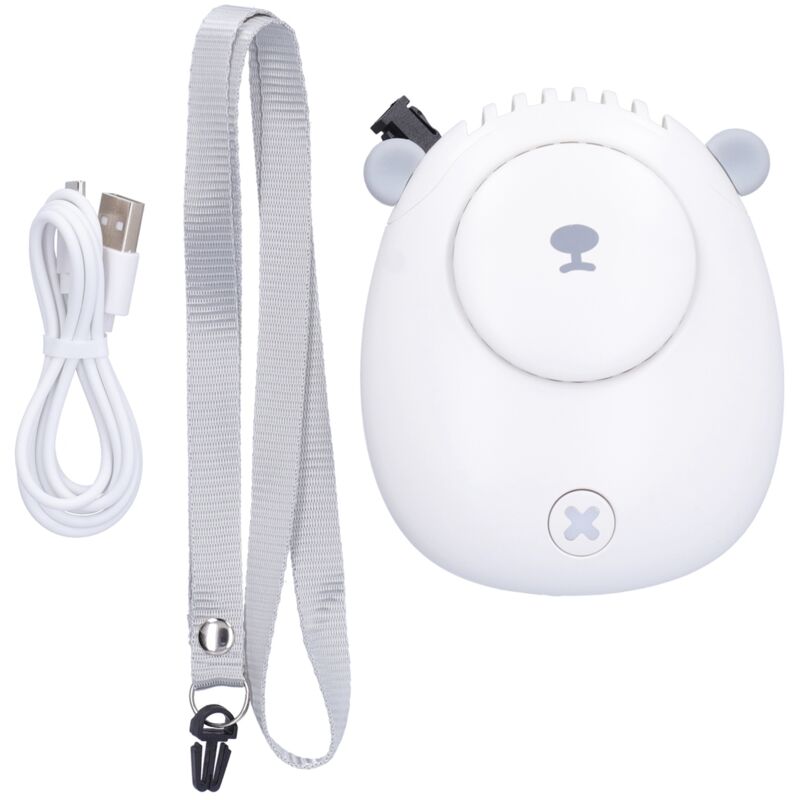 Mini-nackenventilator Mit 3 Geschwindigkeitsstufen, Usb-aufladbar, Für Den Sommer – Weiß