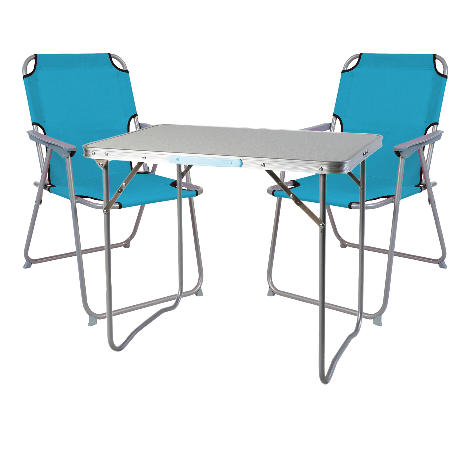 Inda-exclusiv - 3-teiliges Campingmöbel Set Petrol 80x60x68cm-dmc330871+2xdpo2600p