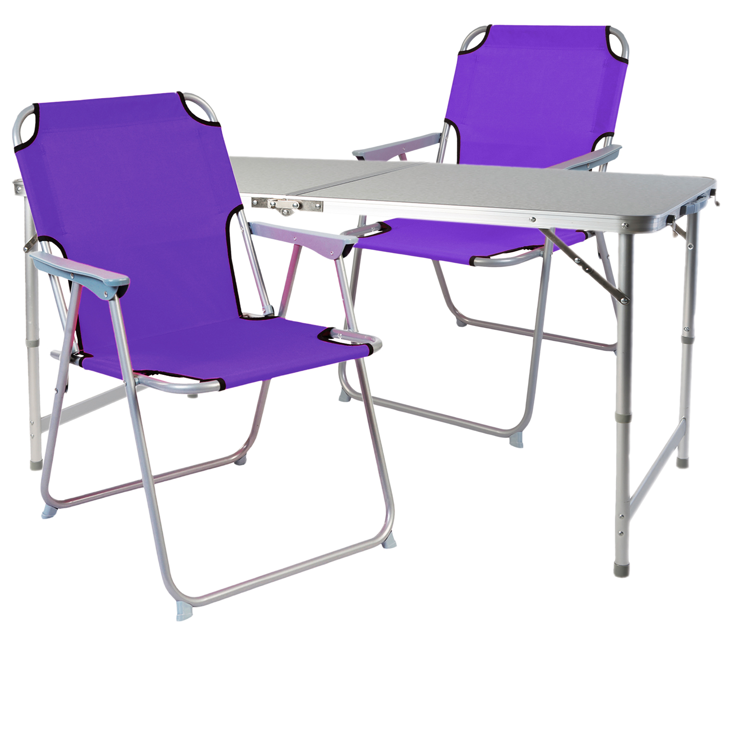 3-teiliges Campingmöbel Set 120x60x58/70cm Lila-dmc330872+2xdpo2600l