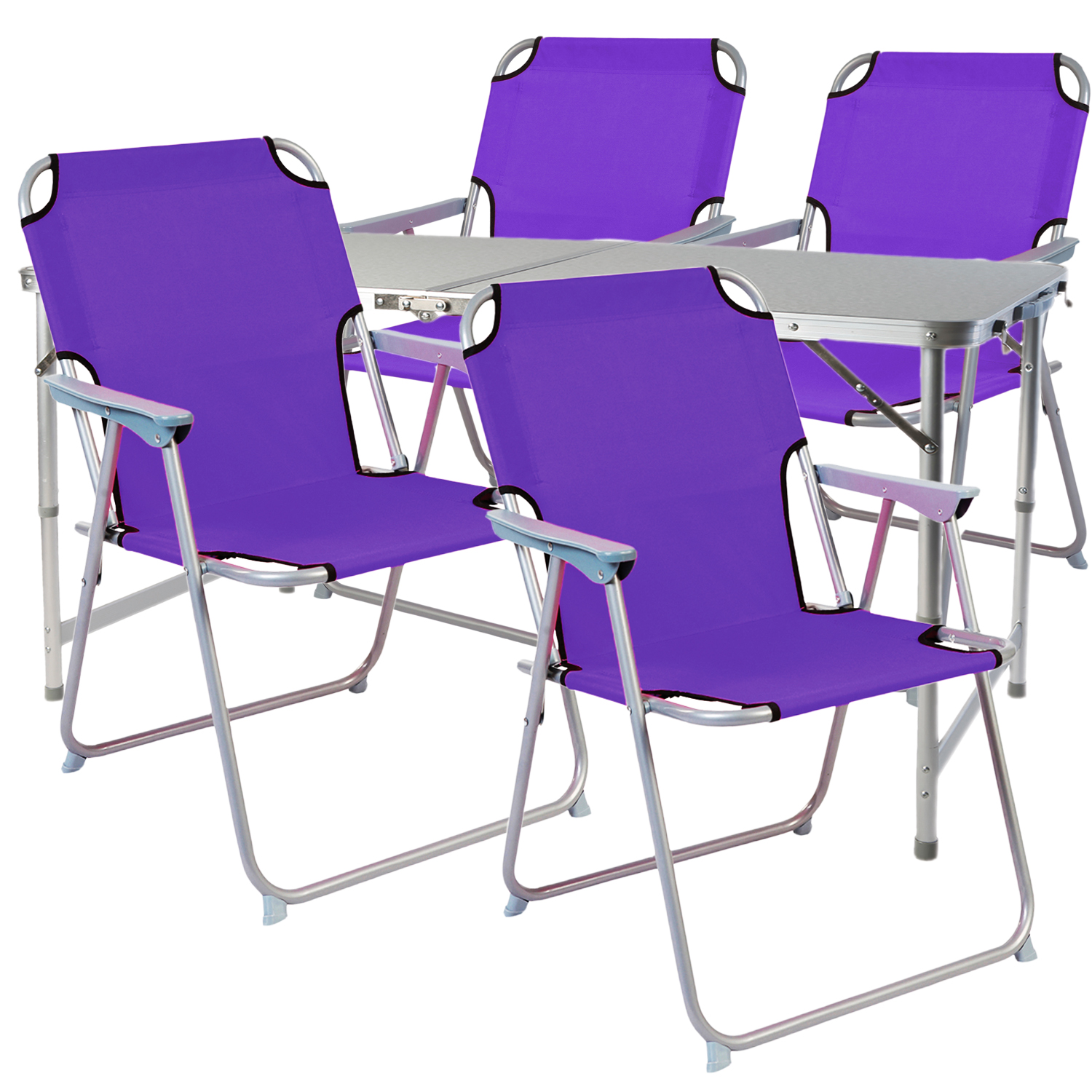 5-teiliges Campingmöbel Set 120x60x58/70cm Lila-dmc330872+4xdpo2600l