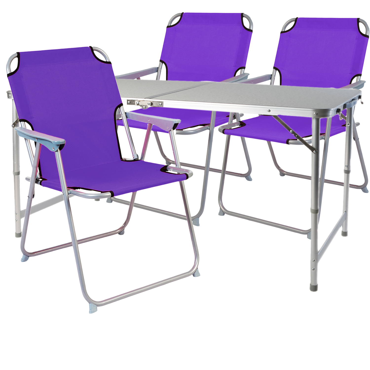 4-teiliges Campingmöbel Set 120x60x58/70cm Lila-dmc330872+3xdpo2600l