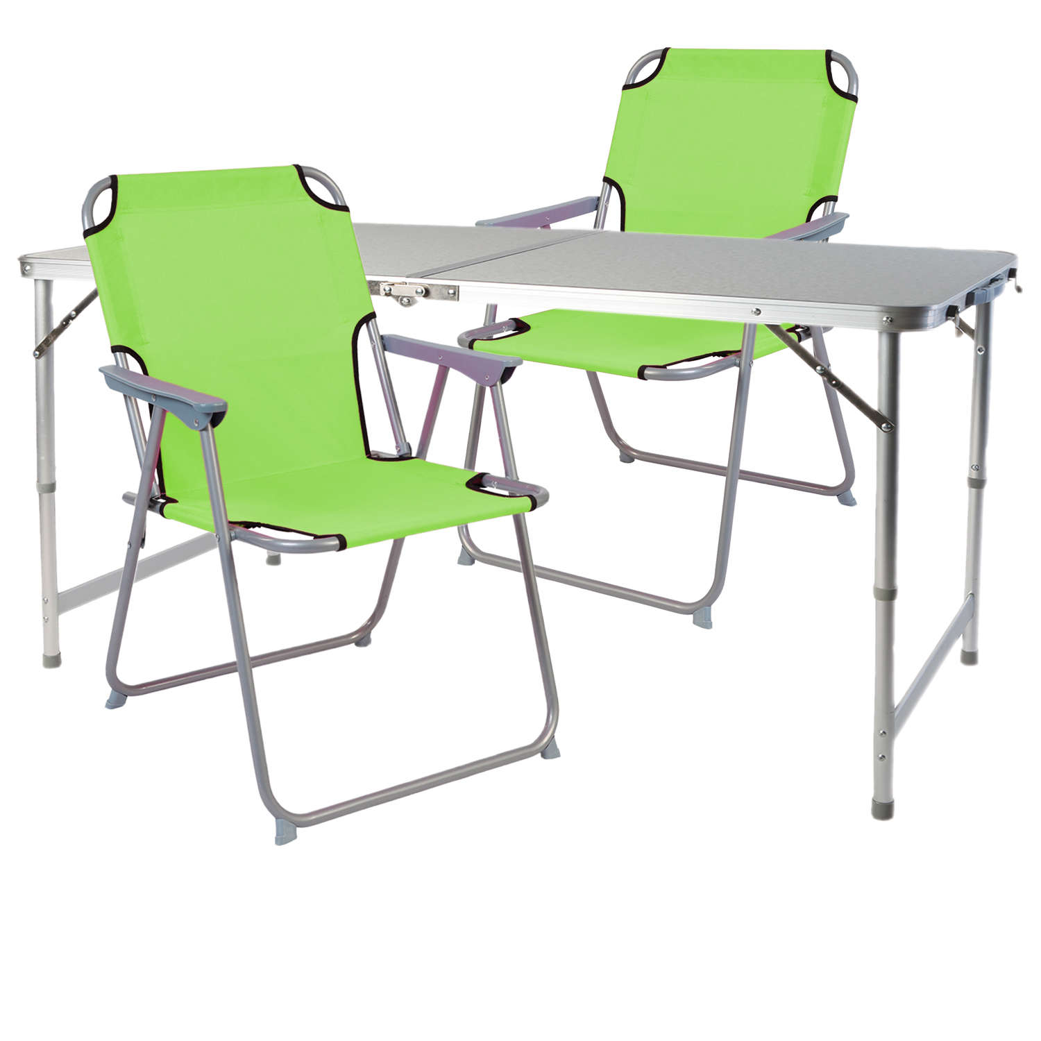 Inda-exclusiv - 3-teiliges Campingmöbel Set 120x60x58/70cm Limegrün-dmc330872+2xdpo2600lg