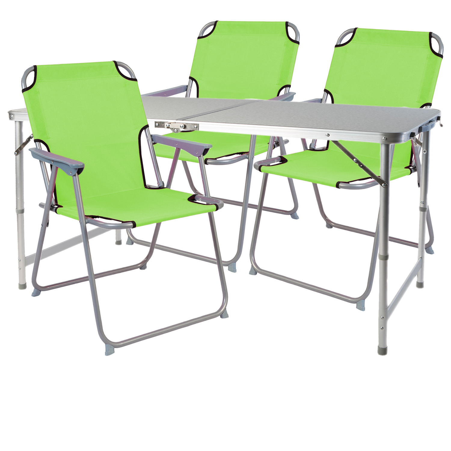 Inda-exclusiv - 4-teiliges Campingmöbel Set 120x60x58/70cm Limegrün-dmc330872+3xdpo2600lg