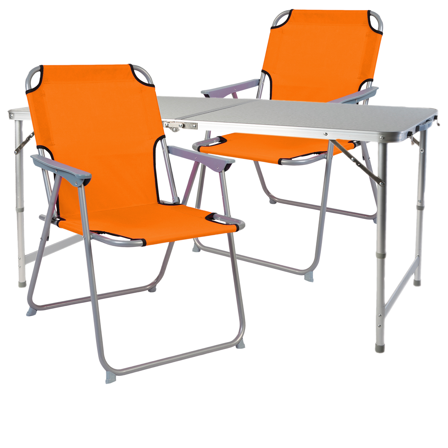 Inda-exclusiv - 3-teiliges Campingmöbel Set 120x60x58/70cm Orange-dmc330872+2xdpo2600o