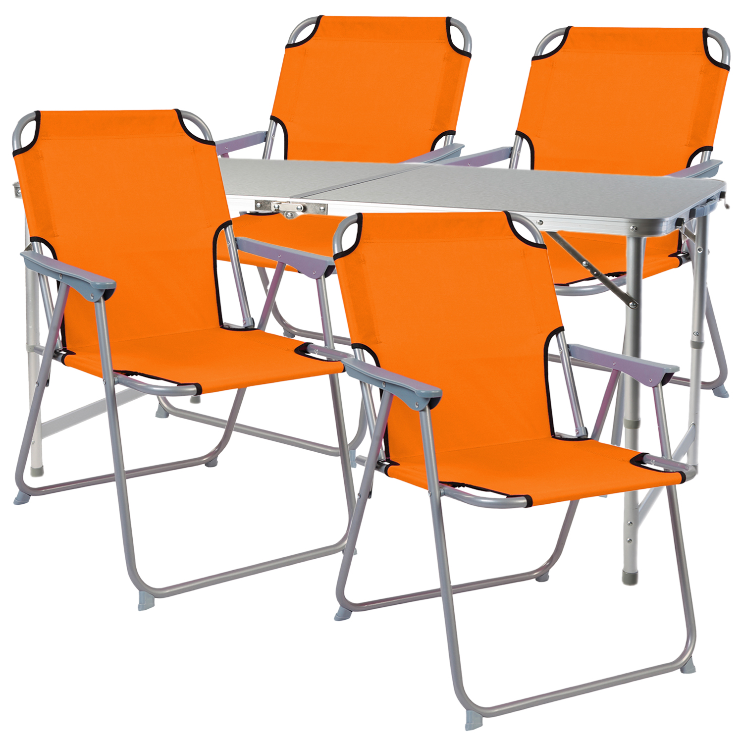 5-teiliges Campingmöbel Set 120x60x58/70cm Orange-dmc330872+4xdpo2600o