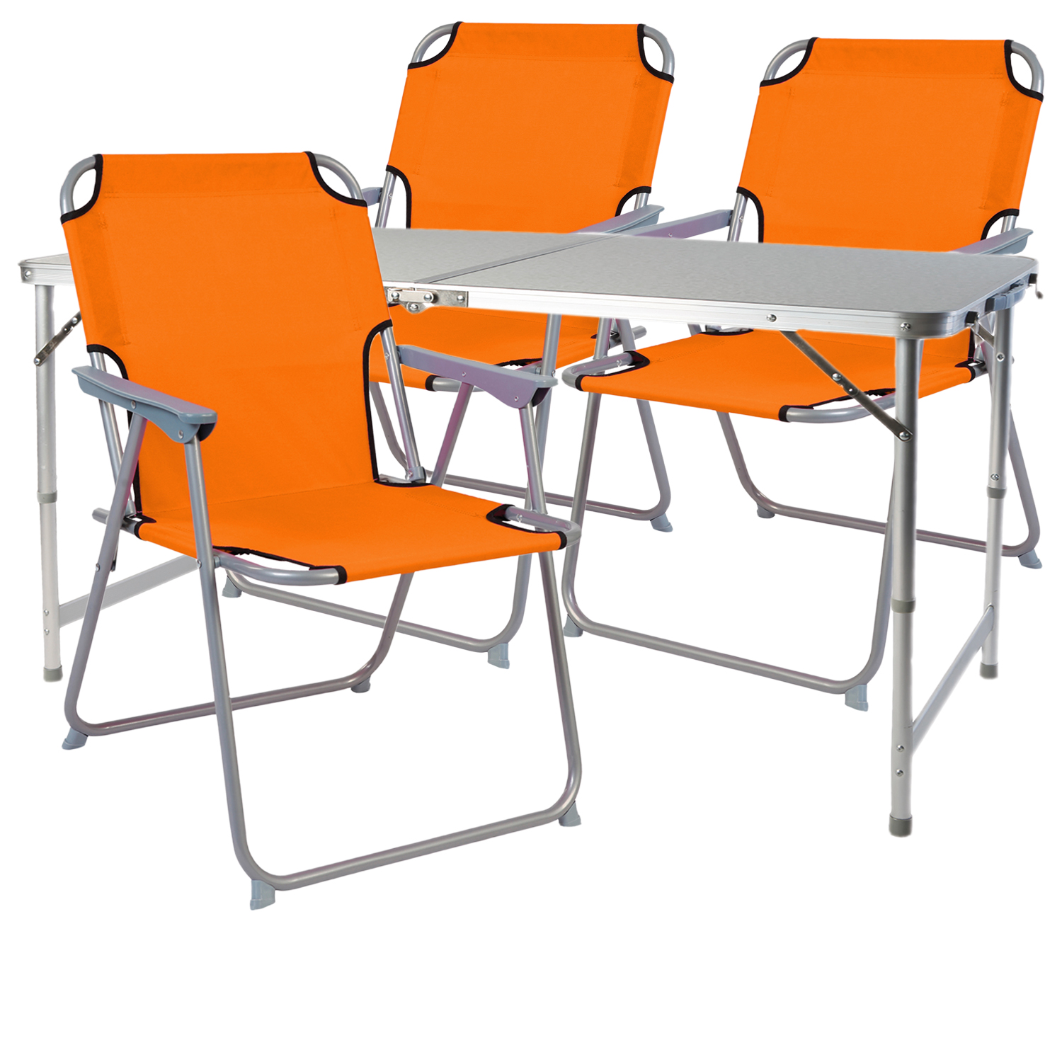 Inda-exclusiv - 4-teiliges Campingmöbel Set 120x60x58/70cm Orange-dmc330872+3xdpo2600o