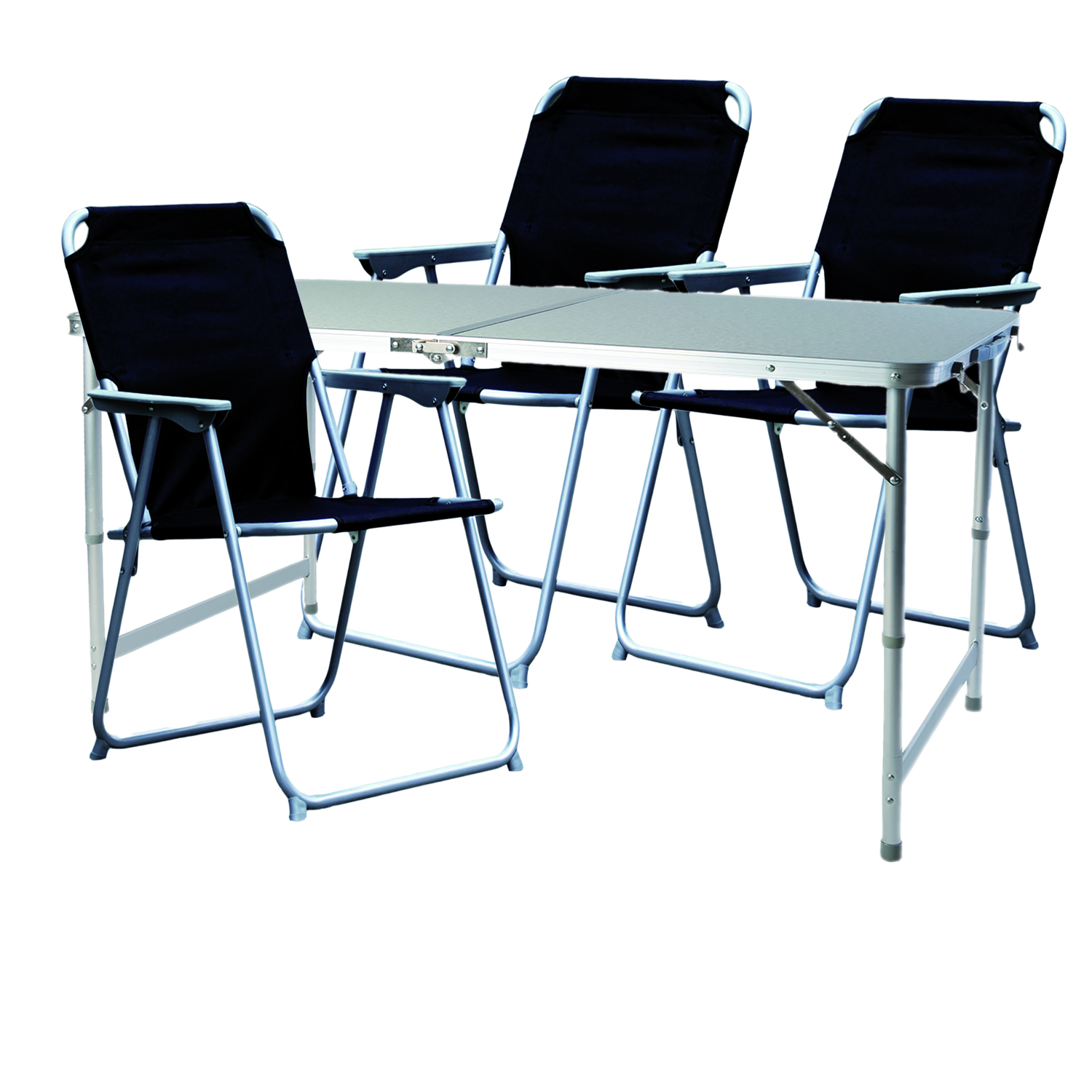 4-teiliges Campingmöbel Set 120x60x58/70cm Schwarz-dmc330872+3xdpo2600s