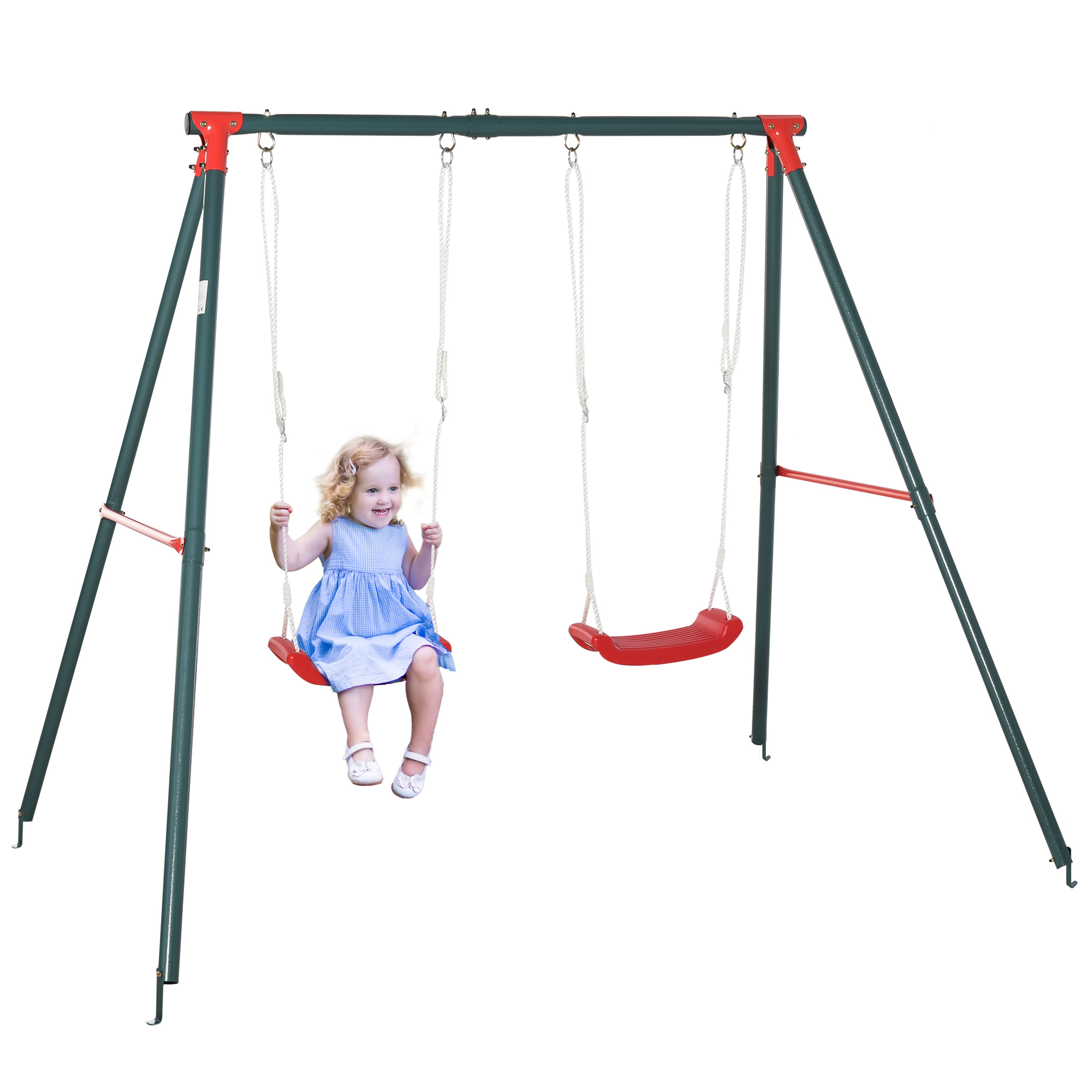 Doppelschaukel, Gartenschaukel Für Kinder Ab 3 Jahren, Grün Und Rot