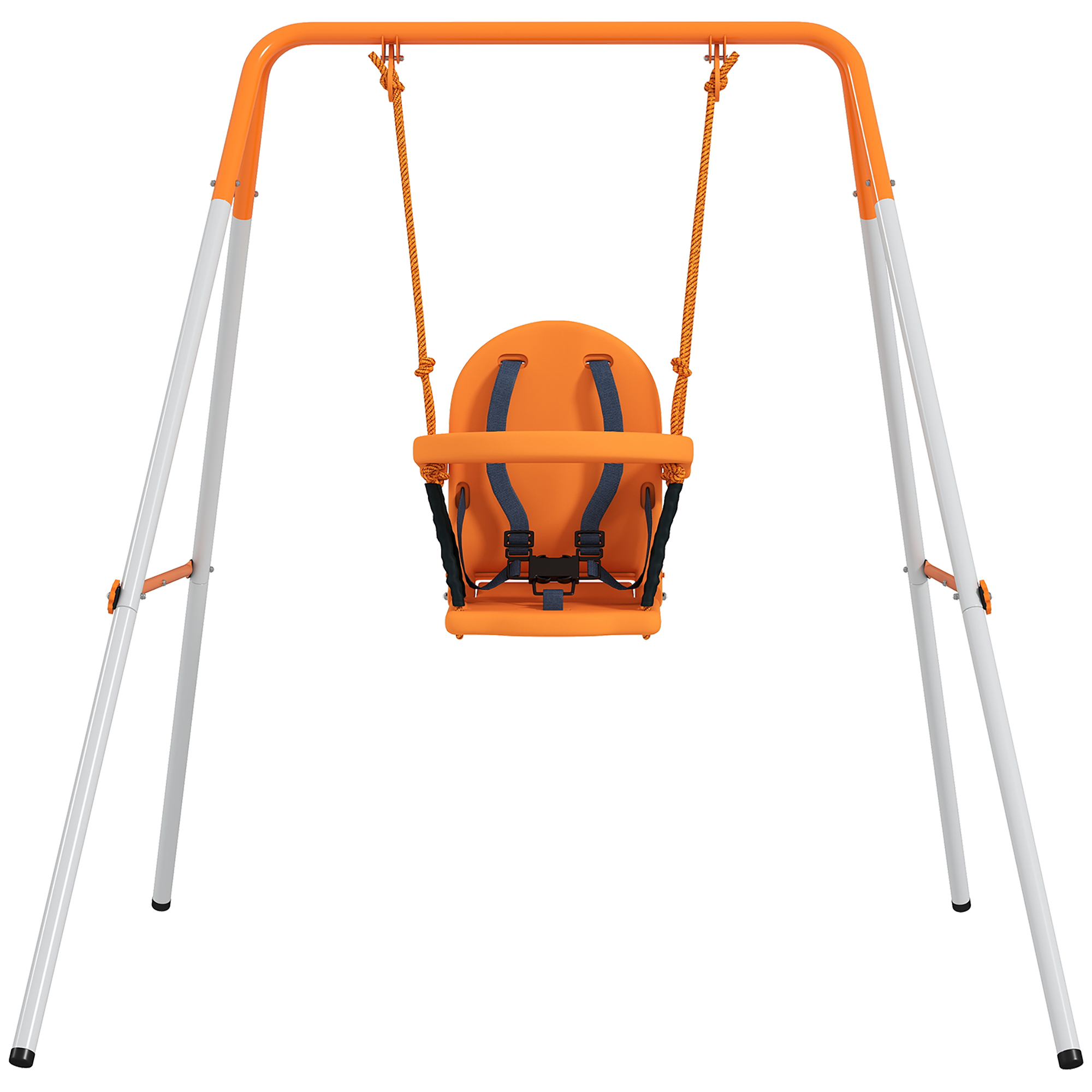 Babyschaukel, Gartenschaukel Aus Stahl Mit Rückenlehne Und Sicherheitsgurt, Tragkraft 25 Kg, Orange