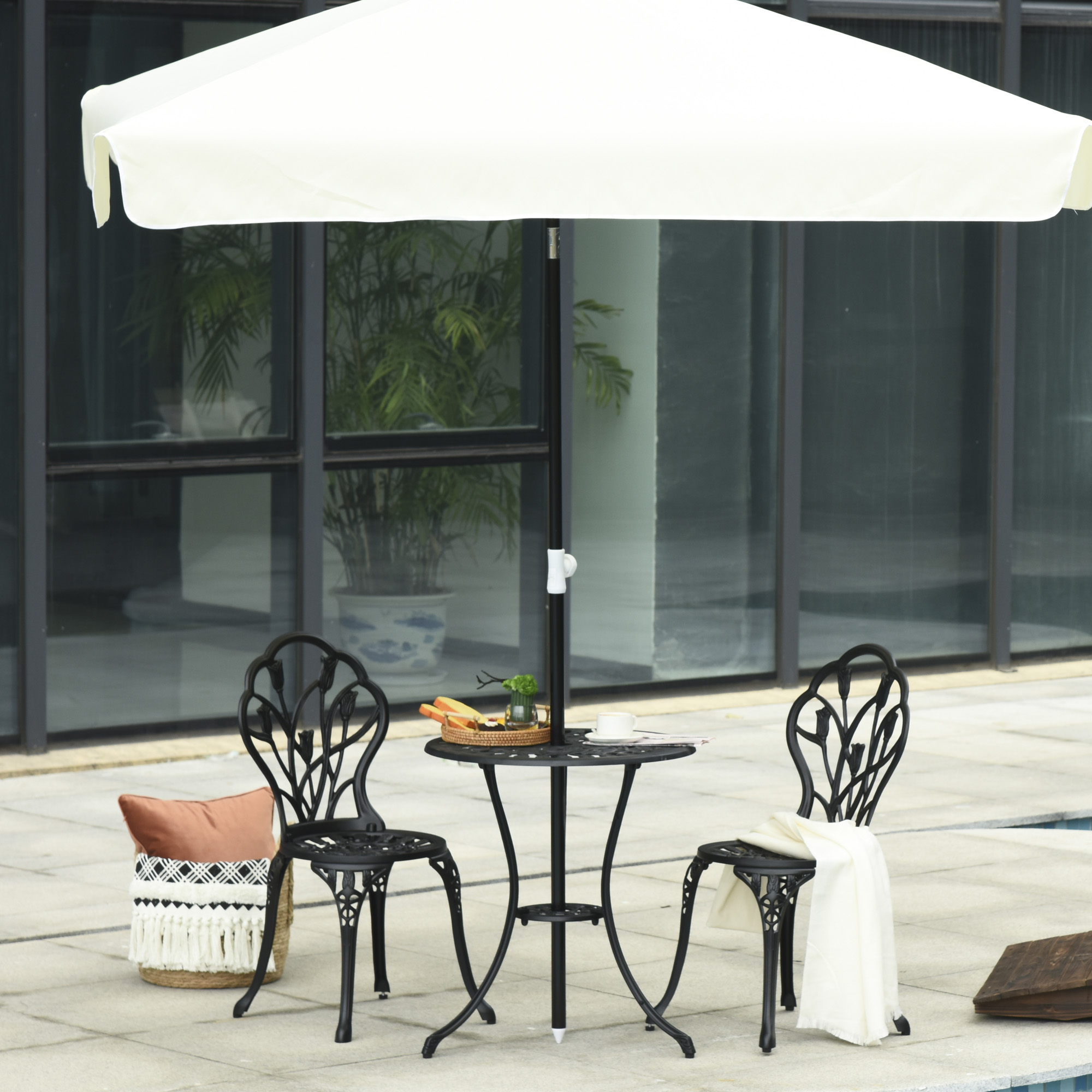 3-teiliges Gartenmöbelset Aus Aluminium Mit 2 Stühlen (42,5 X 47,5 X 89 Cm) Und Rundem Tisch (ø 60 X 67 Cm), Schwarz