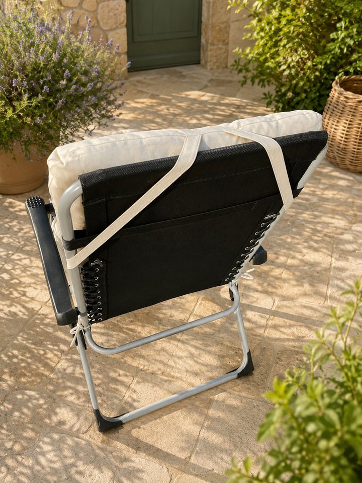 Kissen Auflage Für Liegestuhl 157x57x10cm Creme – Hochwertige Gartenliege Auflage Mit 24kg Schaumfüllung, Uv-beständiger Olefin Bezug, Formstabil & Verschleißfest, Mit Befestigungsgurten