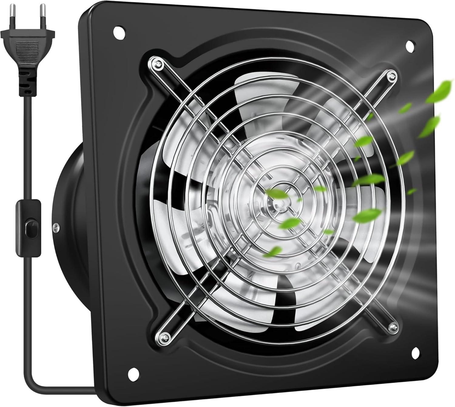 Ventilateur D'Extraction 150 Mm, 525 M³/h – Puissant, Silencieux Et Efficace Clapet Anti-retour Contrôle De L'Humidité Et Refroidissement Idéal Pour La Cuisine, La Salle De Bain, Noir