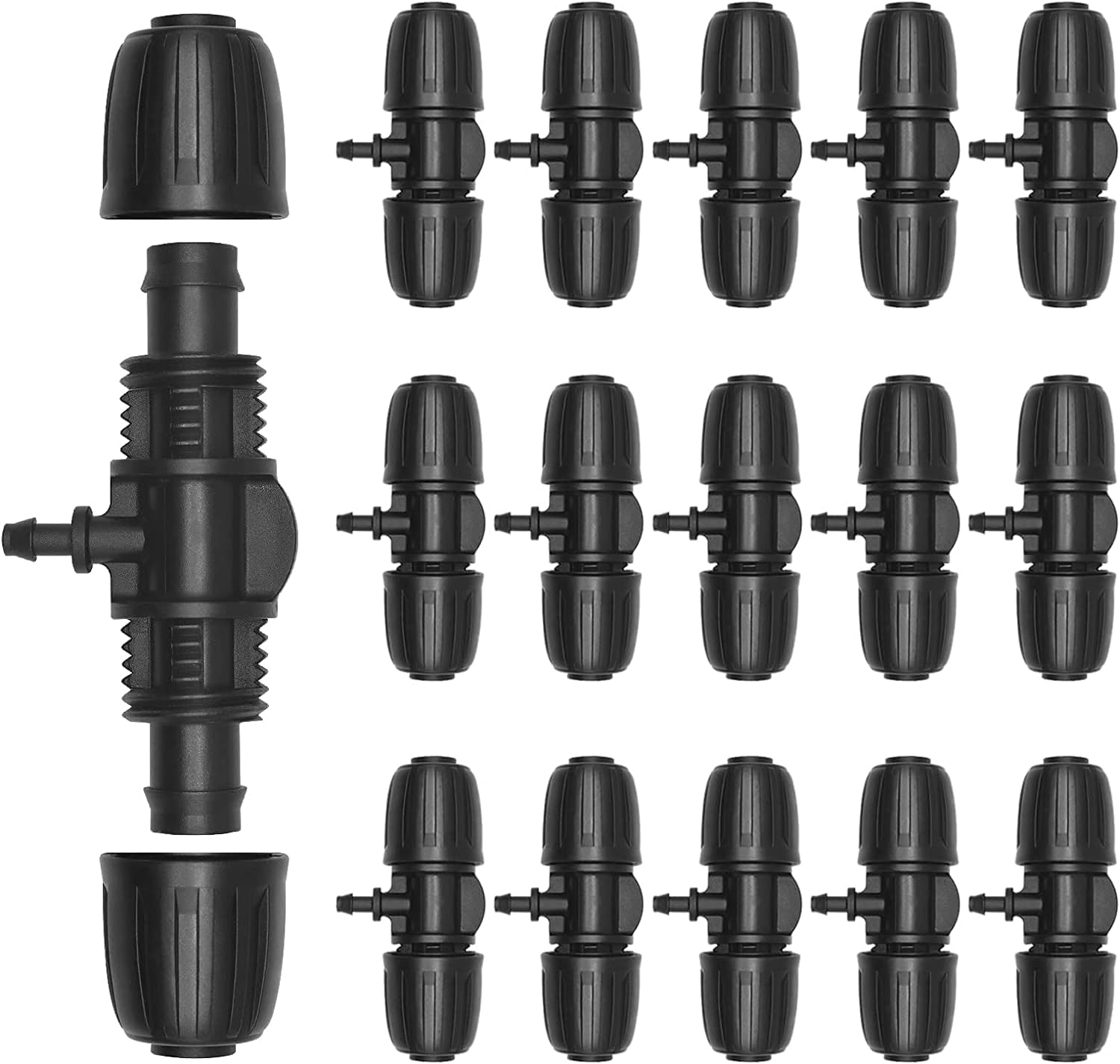 Set De Pièces En T Avec Crochets (1/2" Et 1/4") Pour Irrigation Goutte À Goutte – Distributeur D'Eau Robuste – Connexion De Pulvérisation À 3 Voies – Pour Tuyaux De Jardin – Tuyau En Polyéthylène