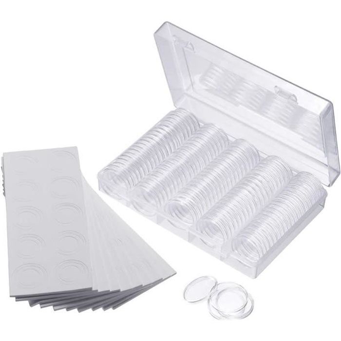 Boîte De Rangement Pour Pièces De Monnaie, Boîte De Rangement Pour 100 Capsules En Plastique Pour Pièces De Monnaie