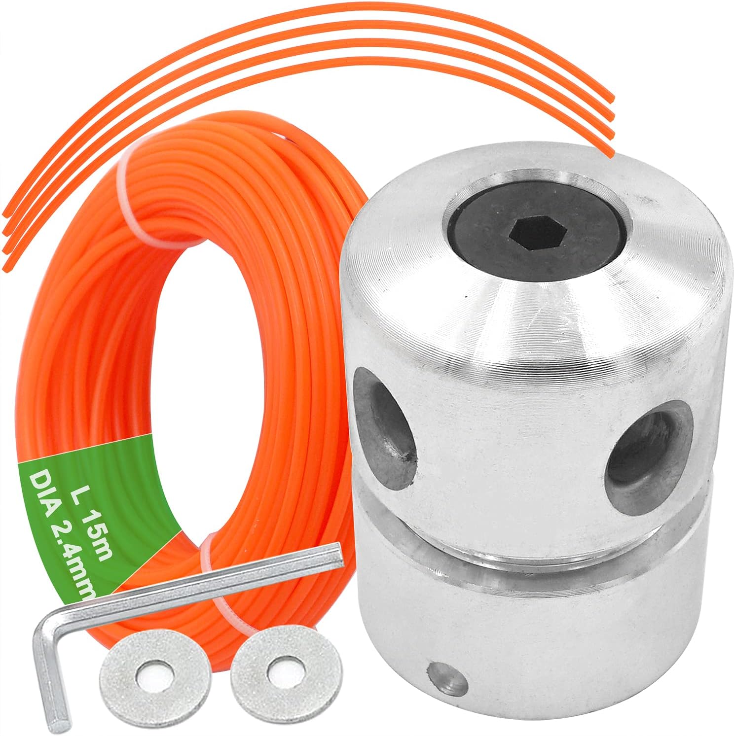 Tête De Débroussailleuse Universelle En Aluminium M8 M10 Avec Fil De Coupe En Nylon De 2,4 Mm X 15 M
