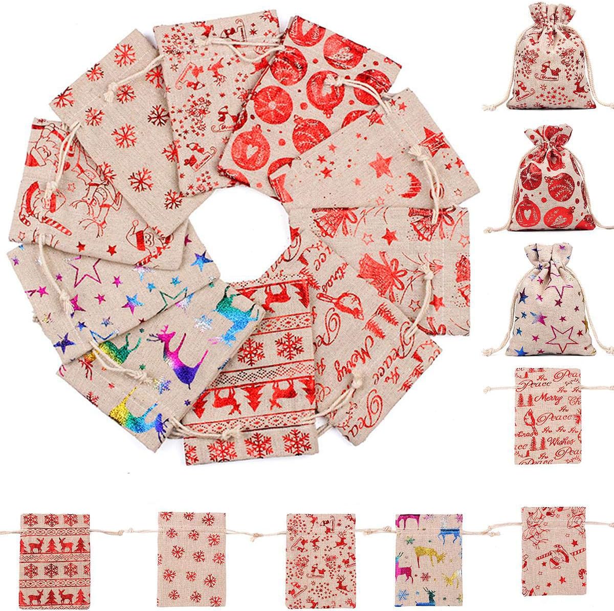 Lot De 50 Sacs En Jute Avec Cordon De Serrage, 10 X 14 Cm, Parfaits Pour Les Cadeaux De Noël.
