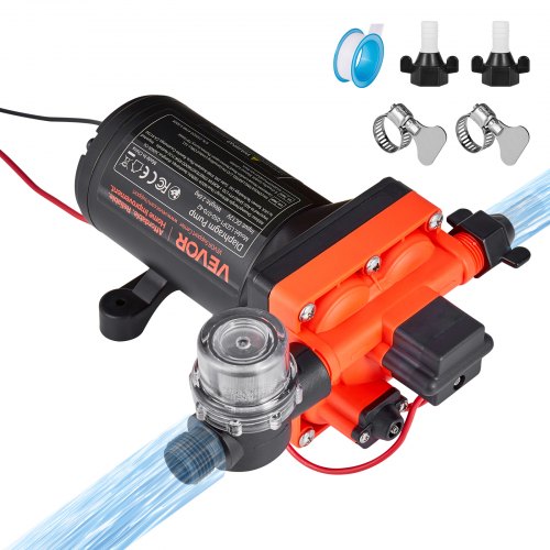 Membranpumpe, 12 V Dc, 18,9 L/min, Selbstansaugende 4-kammer-membranwasserpumpe Mit Automatischem Druckschalter, 4,8 Bar Druck, Für Wohnmobil, Wohnwagen, Schiff, Yacht, Autowäsche