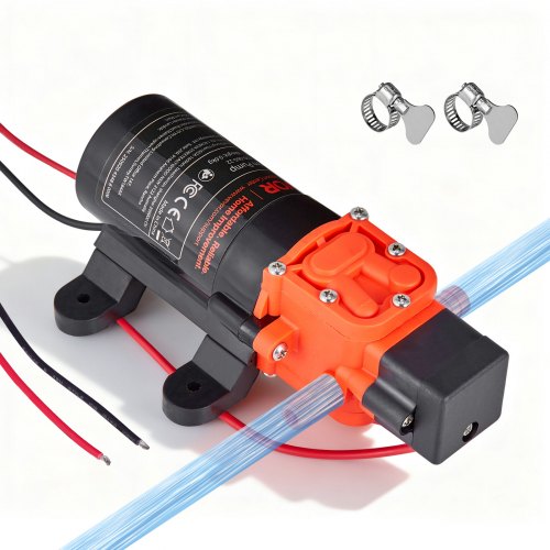 Membranpumpe, 12 V Dc, 4,5 L/min, Selbstansaugende 2-kammer-membranwasserpumpe Mit 2 Schlauchschellen, 5,5 Bar Max. Druck, Leiser Betrieb, Für Wohnmobil, Wohnwagen, Boot, Gartenbewässerung