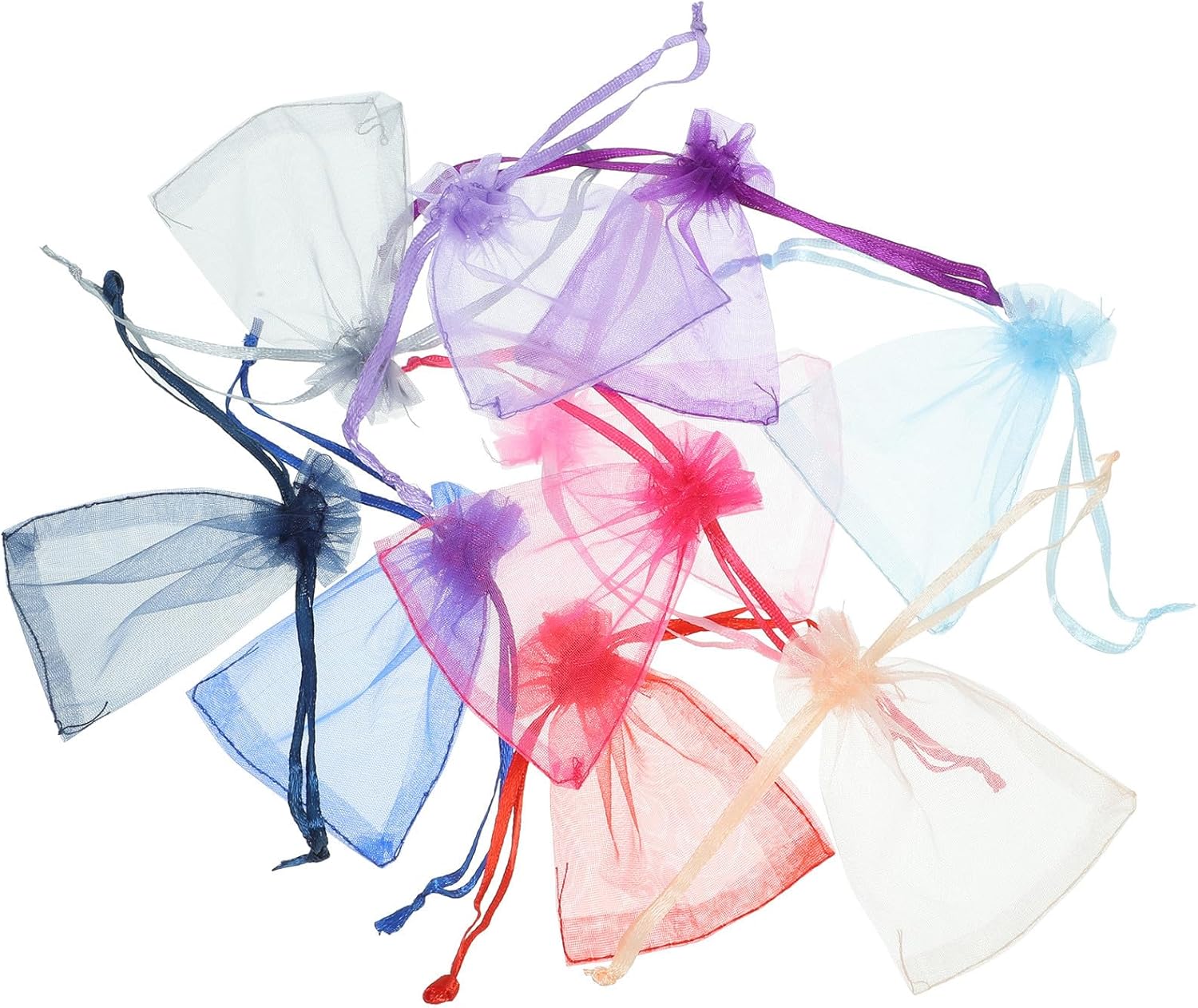 Ensemble De 100 Petits Sacs À Bijoux En Organza Avec Cordon, Tissu En Maille Léger Pour Un Rangement Sûr Et Facile Lors De Mariages Et D'Autres Occasions, Couleur Aléatoire