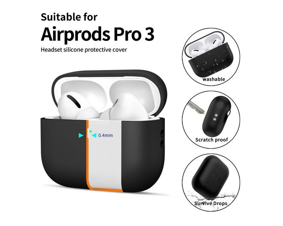 Schutzhülle Aus Silikon Für Airpods Pro 3 Kopfhörer – Schwarz Bild 2