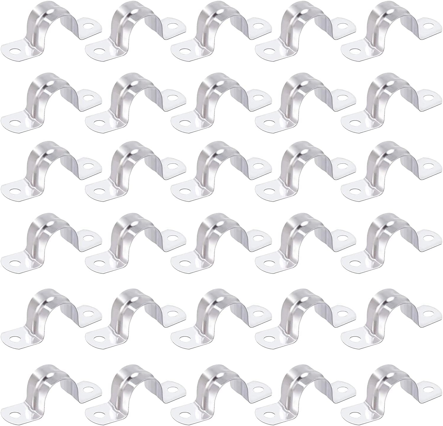 Emballage De 30 Serre-câbles En Acier Inoxydable En Forme De U, Couleur Argent, 25 Mm