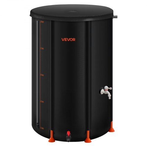 Regentonne Faltbar, 380 L Tragbares Regenfass, Regenwassertank, 1000d Pvc-regenwassersammelsystem, Wassertank, Regenwassertonne Mit Zapfhahn Und Überlaufset, Schwarz