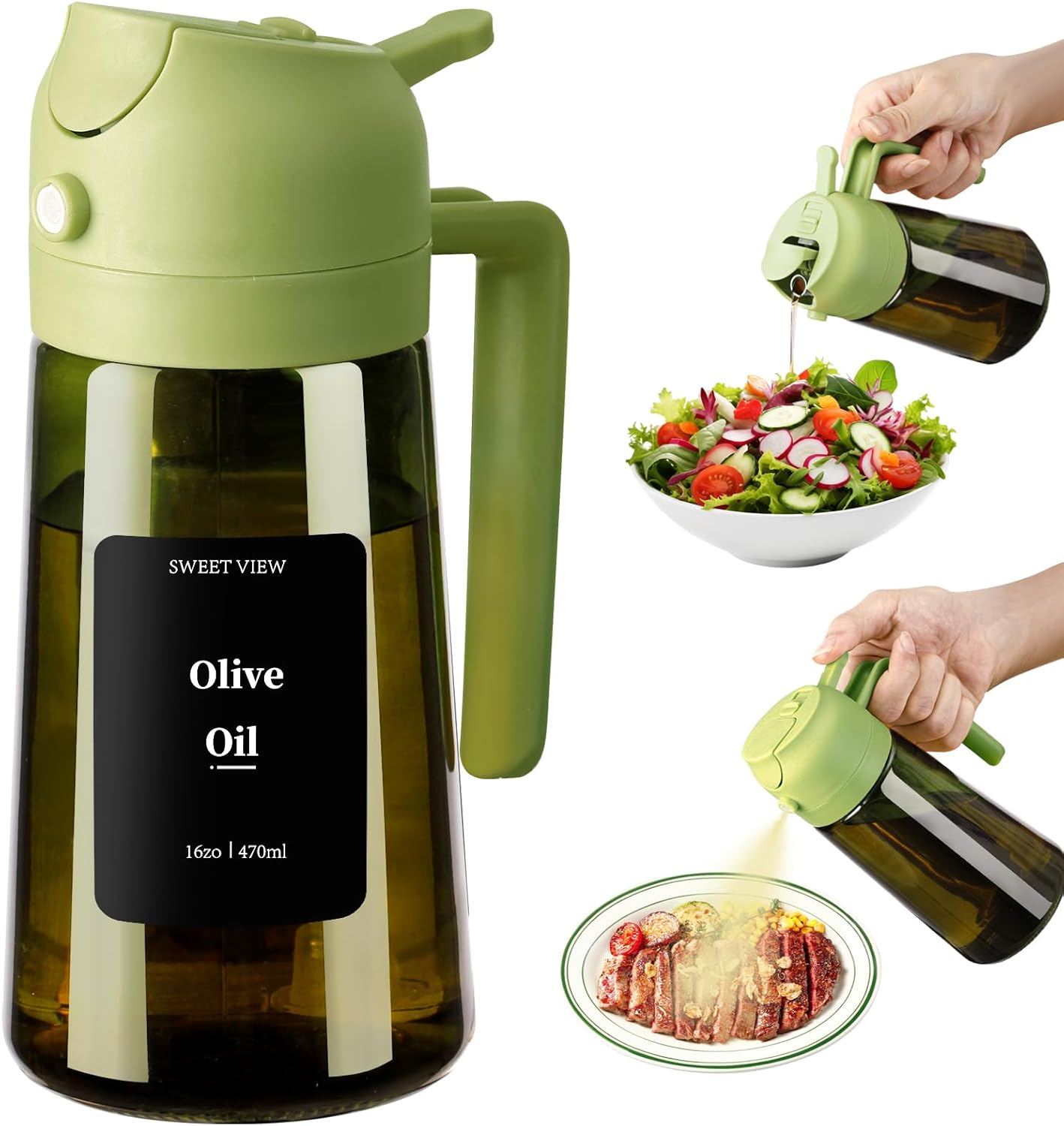 Vaporisateur Et Distributeur D'Huile – 470 Ml En Verre Résistant À La Lumière Pour La Cuisson, Les Friteuses À Air Chaud, Les Salades Et Les Grillades
