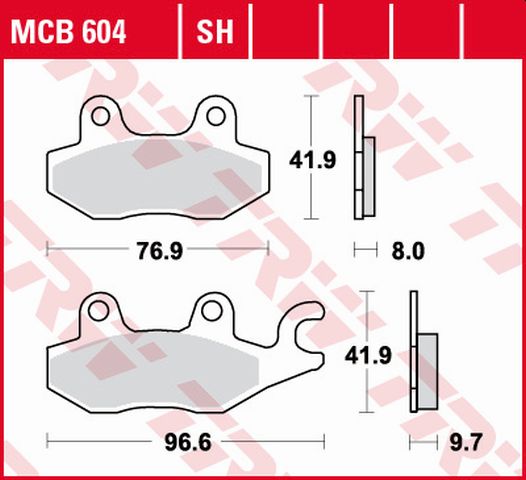 Trw Zf Bremsbeläge Kh165/2 Organisch Für Suzuki Dr 800 (97-99), Triumph Tiger 1050 (07-13), Dytona 1200 (93-97), Trophy 1200 (94-03), Yamaha Xtz 750 (89-97), Hinten