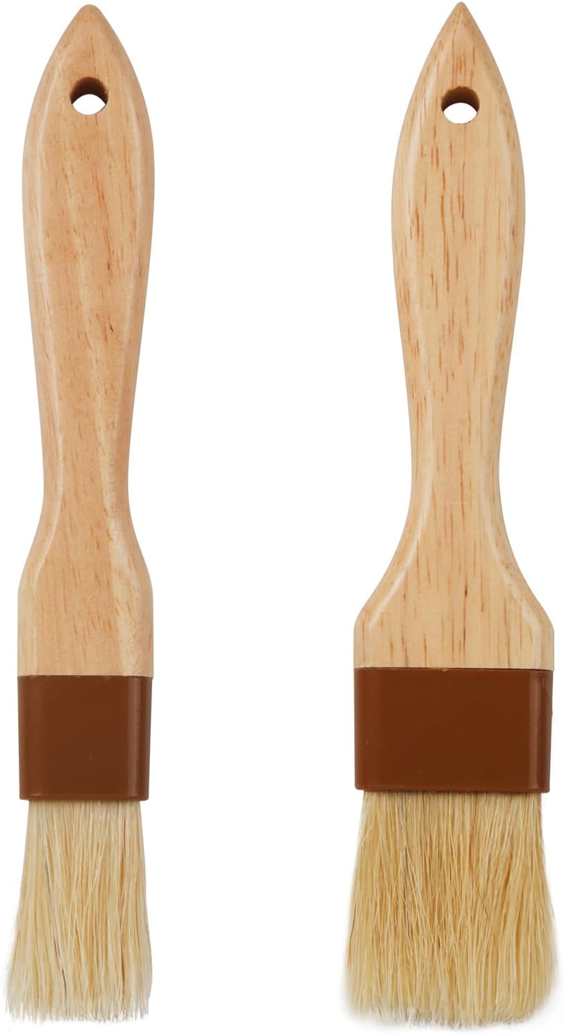 Ensemble De 2 Pinceaux À Pâtisserie, Un Pour Badigeonner Et Cuire, Un Pinceau De Cuisson À Poils Naturels Pour L'Huile Et Les Sauces, Pinceau À Pâtisserie Avec Manches En