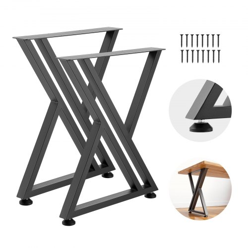 Tischkufen 2er-set 610x740 Mm, X-förmige Tischuntergestell 1000 Kg, Tischbeine Kohlenstoffstahl, Möbelfüße, Tischgestell, Tischfüße Für Schreibtische, Couchtische, Esstische, Schwarz