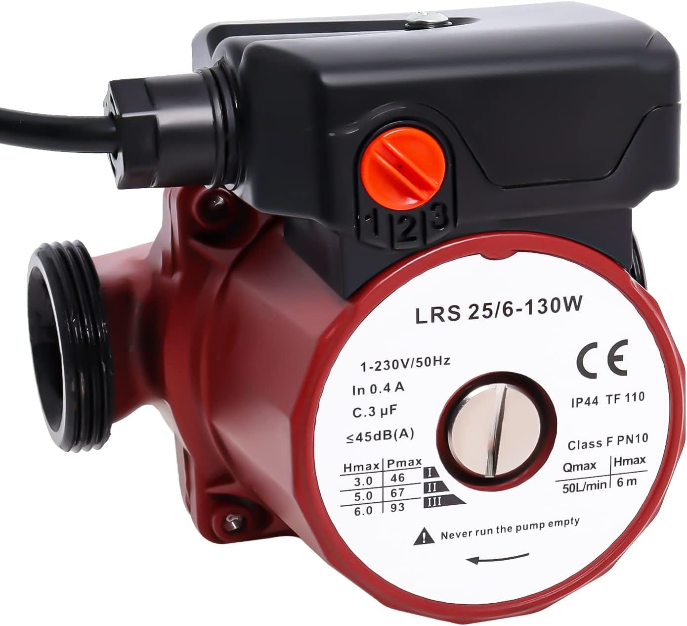 Pompe De Circulation D'Eau Chaude Lrs25/6-130, Pompes À Eau Chaude Pour Usage Domestique, 46/67/93 W, Hauteur De Refoulement Maximale 6 M