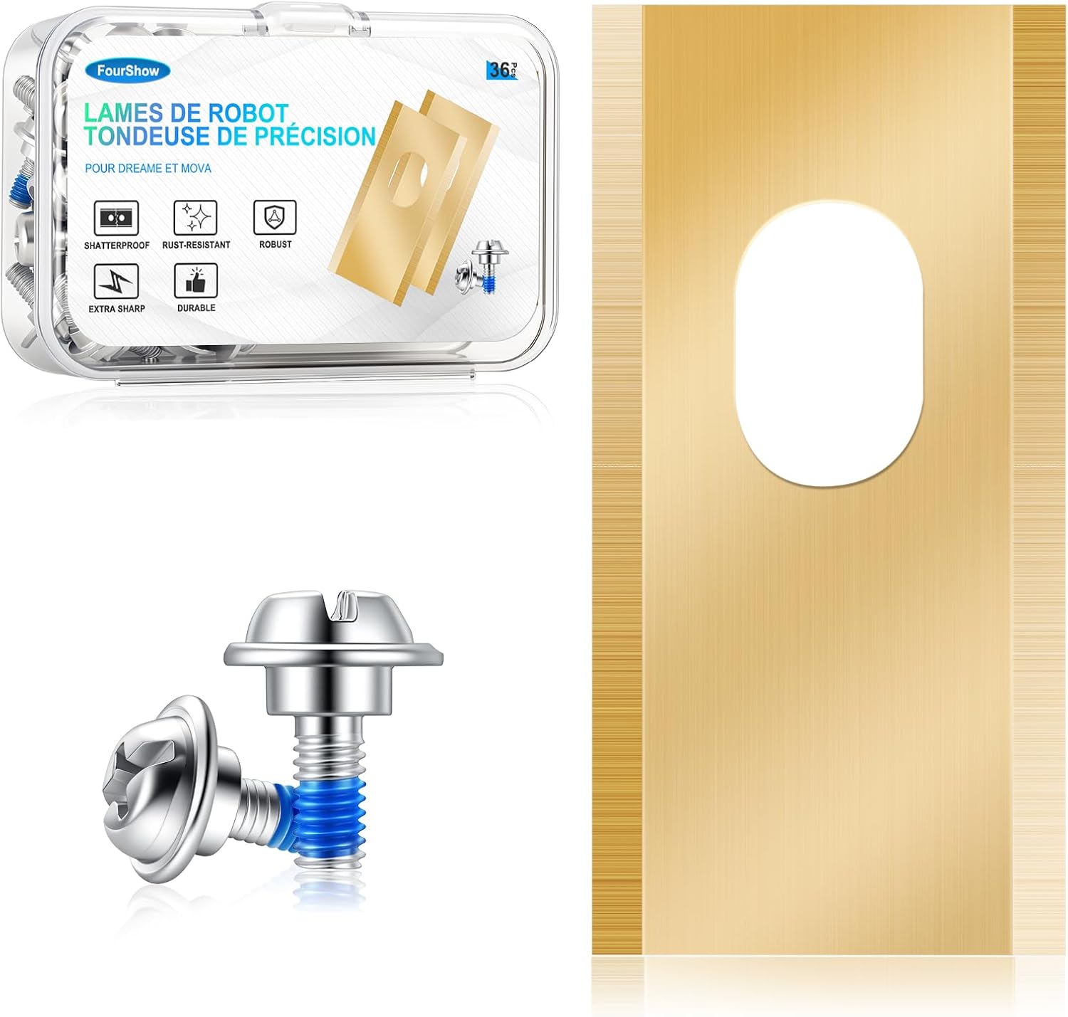Lot De 36 Lames De Rechange, Compatibles Avec Toutes Les Tondeuses Robotisées Mova Dreame, Lames De Rechange En Titane Durable, Vis À Revêtement De Sécurité