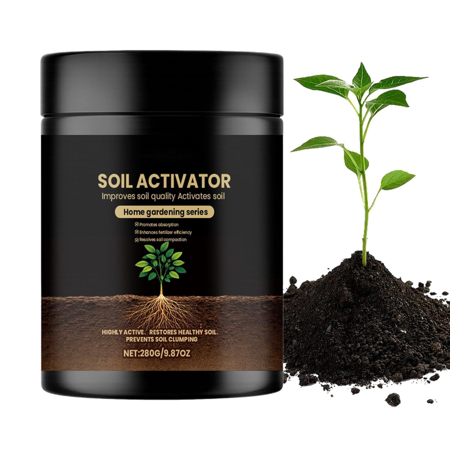 Activateur De Sol, 280 G Soil Pro Activator, Amendement De Sol Organique, Activateur De Sol Soluble Dans L'Eau, Pour Plantes D'Intérieur, Potager, Fleurs, Tomates, Orchidées, Bégonias, Pelouses, Jardi